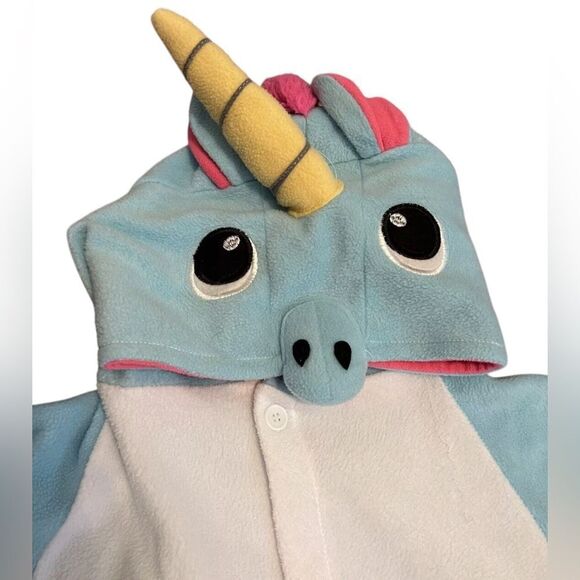Unicorn Animal Onepiece Costume Pajamas Cosplay Hooded Unisex outfit small - Picture 6 of 13